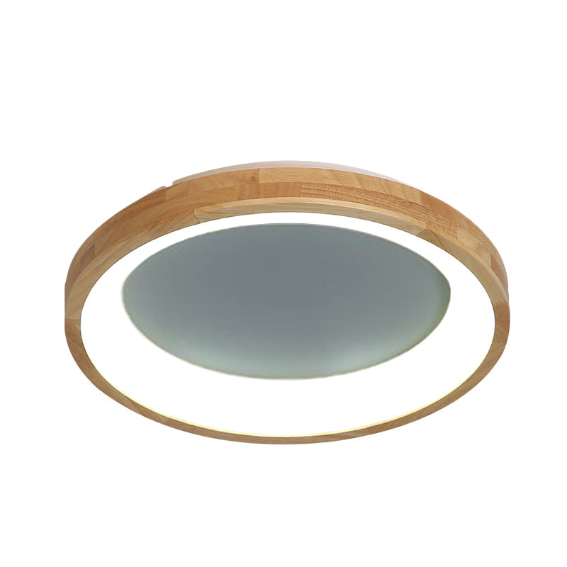 12’/16’/19.5’ Nordic Wood & Acrylic Circular Led Flush - Mount Light - Unique Hallway Ceiling