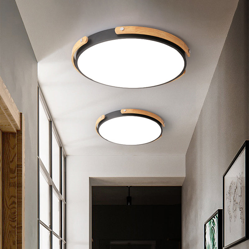 Modern Led Ceiling Lamp - Black/White Circle Bathroom Mount Light Warm/White