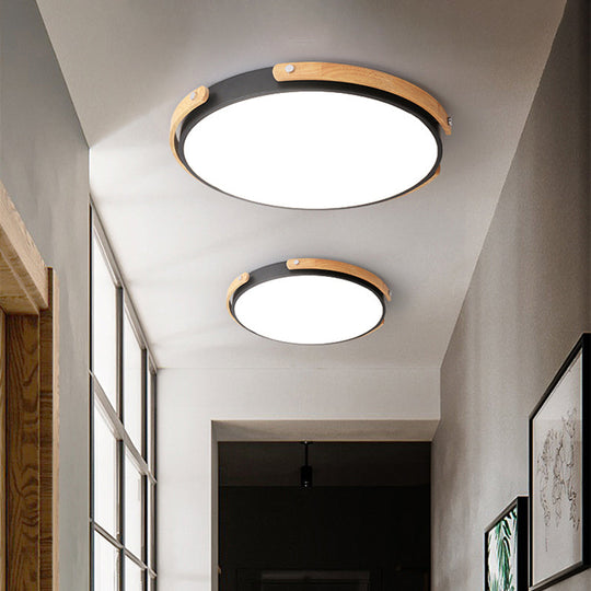 Modern Led Ceiling Lamp - Black/White Circle Bathroom Mount Light Warm/White