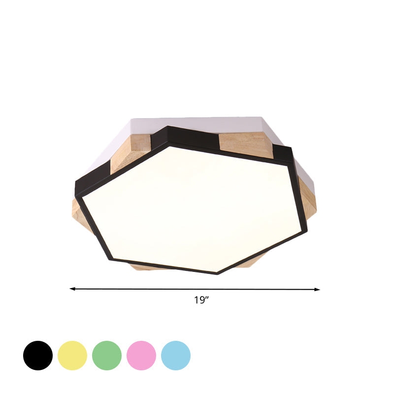 Hexagon Led Flush Ceiling Light - Acrylic Macaron Style Eye-Caring Lamp