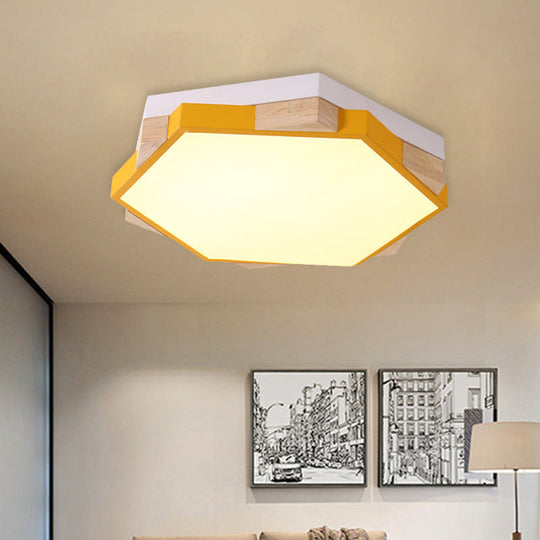 Hexagon Led Flush Ceiling Light - Acrylic Macaron Style Eye - Caring Lamp