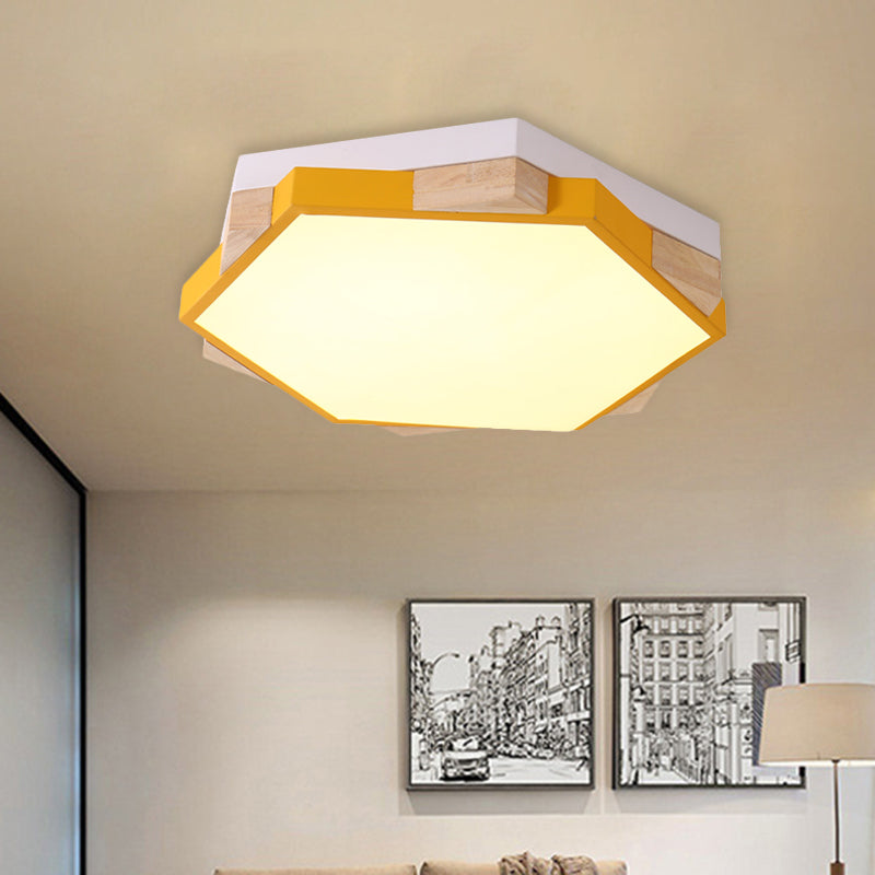 Hexagon Led Flush Ceiling Light - Acrylic Macaron Style Eye-Caring Lamp