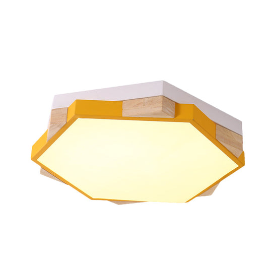 Hexagon Led Flush Ceiling Light - Acrylic Macaron Style Eye - Caring Lamp