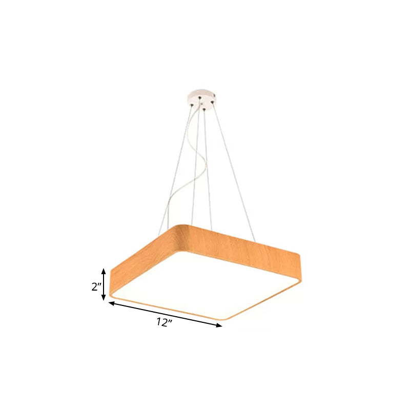 Modern Led Suspension Pendant Lamp Kit – Wooden Square Design In Various Widths