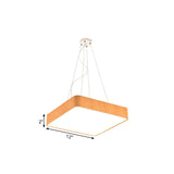 12/16/19.5 Wide Wooden Square Led Pendant Lamp Kit In White/Warm/Natural Light Modern Beige
