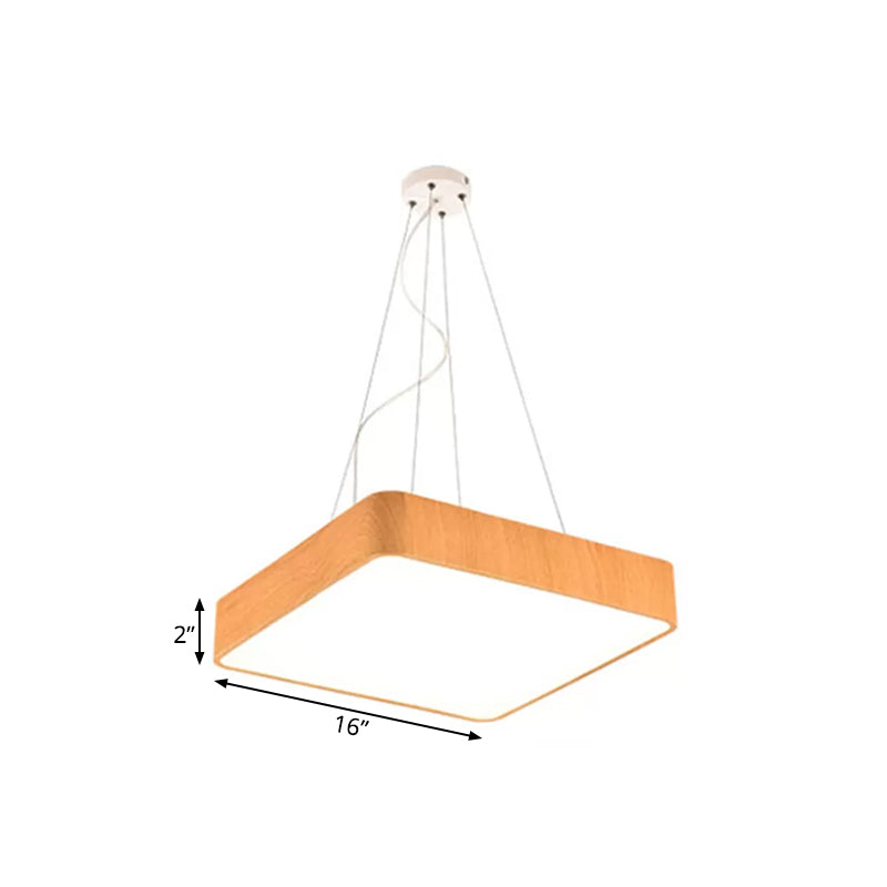 Modern Led Suspension Pendant Lamp Kit – Wooden Square Design In Various Widths