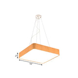 12/16/19.5 Wide Wooden Square Led Pendant Lamp Kit In White/Warm/Natural Light Modern Beige