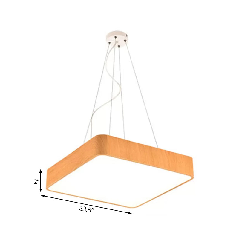 Modern Led Suspension Pendant Lamp Kit – Wooden Square Design In Various Widths