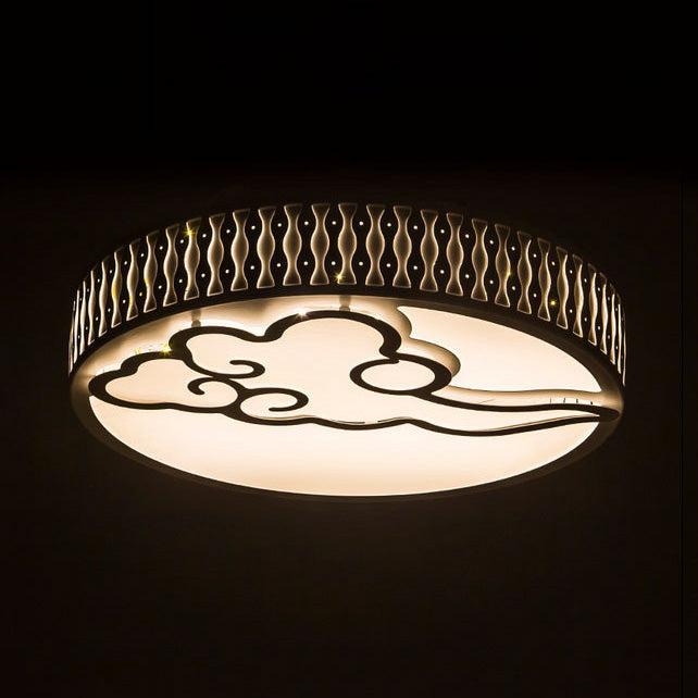 Nordic Modern Round Flush Mount Ceiling Light In White - Bedroom & Living Room Lighting / C