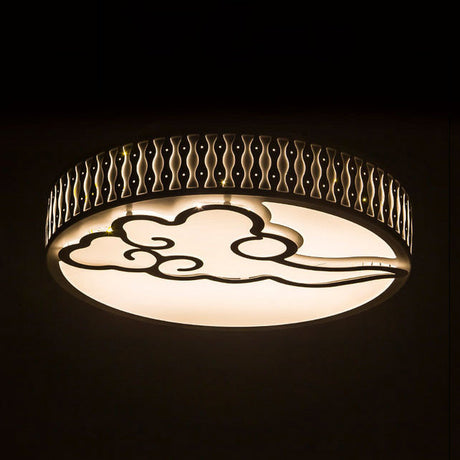 Nordic Modern Round Flush Mount Ceiling Light In White - Bedroom & Living Room Lighting / C