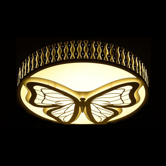 Nordic Modern Round Flush Mount Ceiling Light In White - Bedroom & Living Room Lighting / B