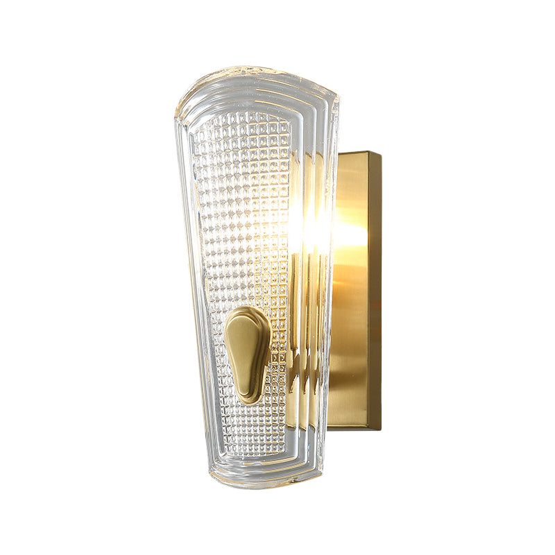 Traditional Clear Glass Indoor Sconce - Brass Finish Wall Lamp