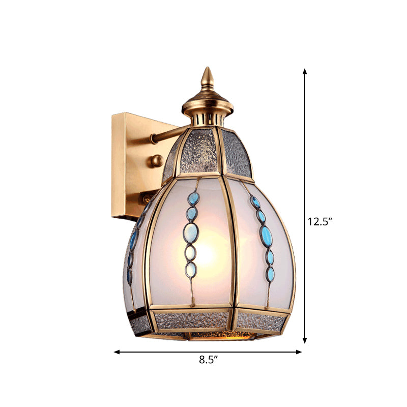 Gourd-Shaped Wall Sconce With Water And White Glass In Brass - Traditional Design