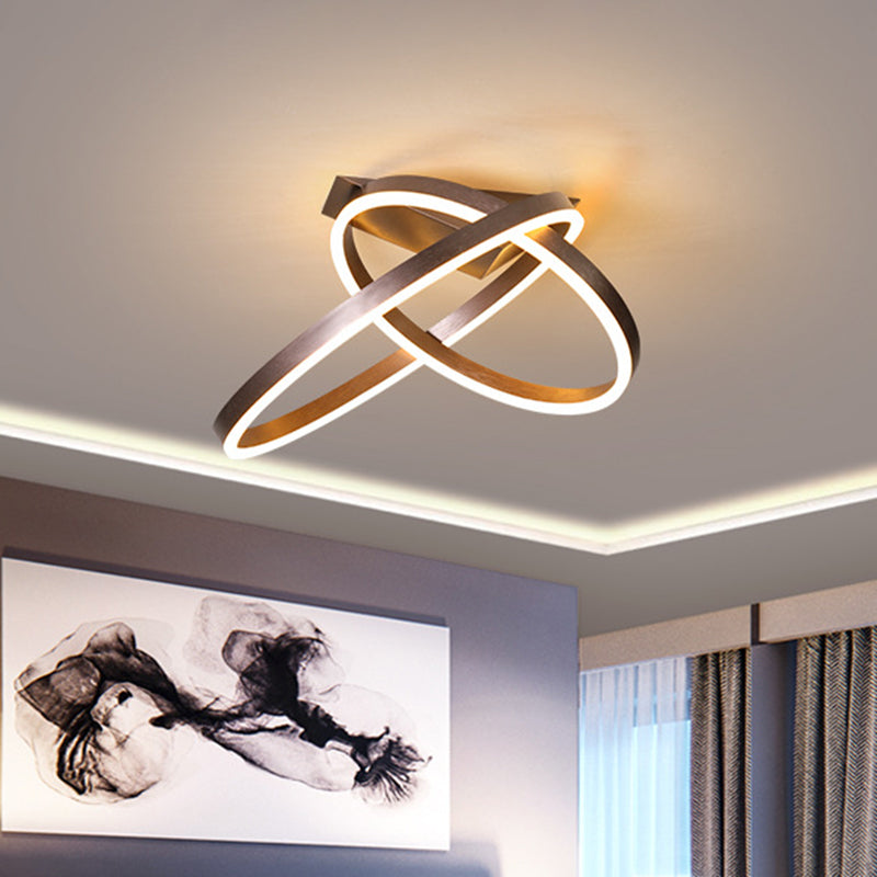 12’/16’ Dual Rings Ceiling Flush Mount Led Lighting - Modernist Acrylic Gold/Coffee Or