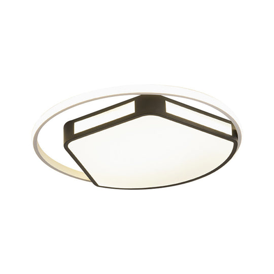 Minimalist Led Flush Mount Ceiling Light In White/Black 16/19.5 Round/Square For Bedroom