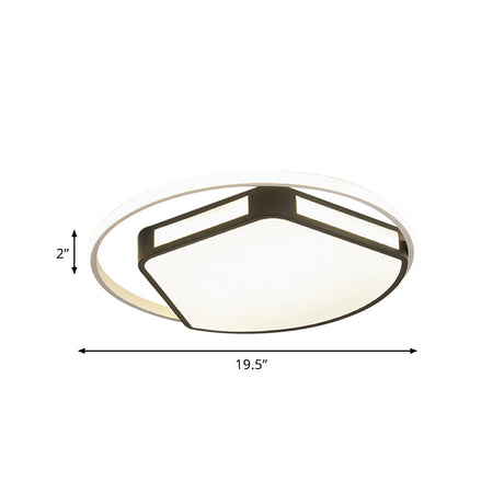 Minimalist Led Flush Mount Ceiling Light In White/Black 16/19.5 Round/Square For Bedroom