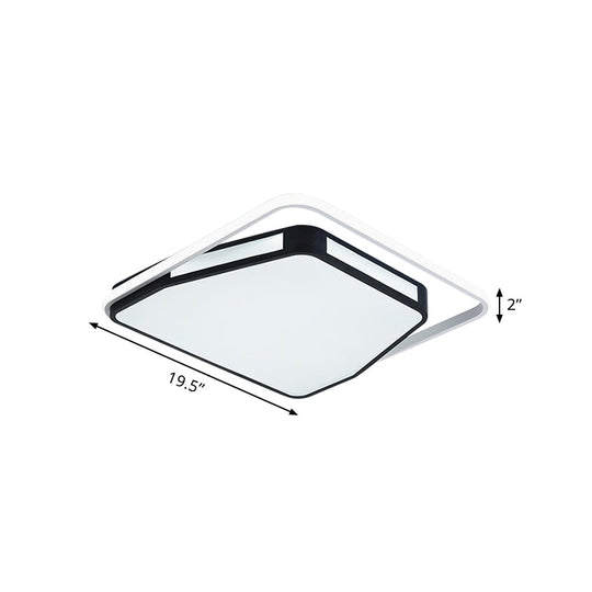 Minimalist Led Flush Mount Ceiling Light In White/Black 16’/19.5’ Round/Square For Bedroom