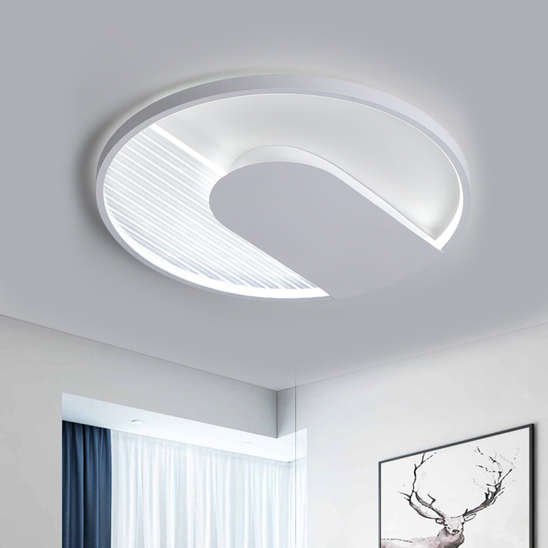 U-Shaped Flush Mount Led Ceiling Light For Minimalist Bedroom - 18/21.5 Wide Warm/White Option White