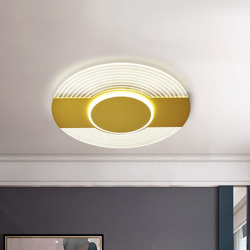 Ultrathin Disc Led Flushmount Lighting In Acrylic Gold - Warm/White Light / Warm