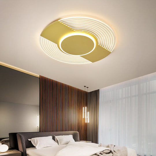 Ultrathin Disc Led Flushmount Lighting In Acrylic Gold - Warm/White Light