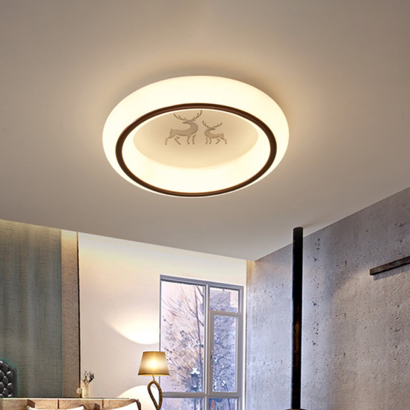 Nordic Acrylic Led Ceiling Light With Elk/Star/Hot Air Balloon Pattern - Flush Mount White / Elk