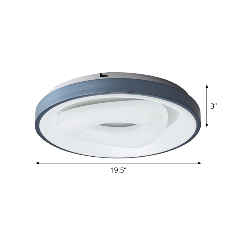 Modern Blue - White Led Ceiling Light With Acrylic Shade: Macaron Flush Mount Lamp
