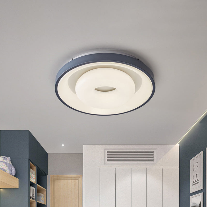 Modern Blue - White Led Ceiling Light With Acrylic Shade: Macaron Flush Mount Lamp