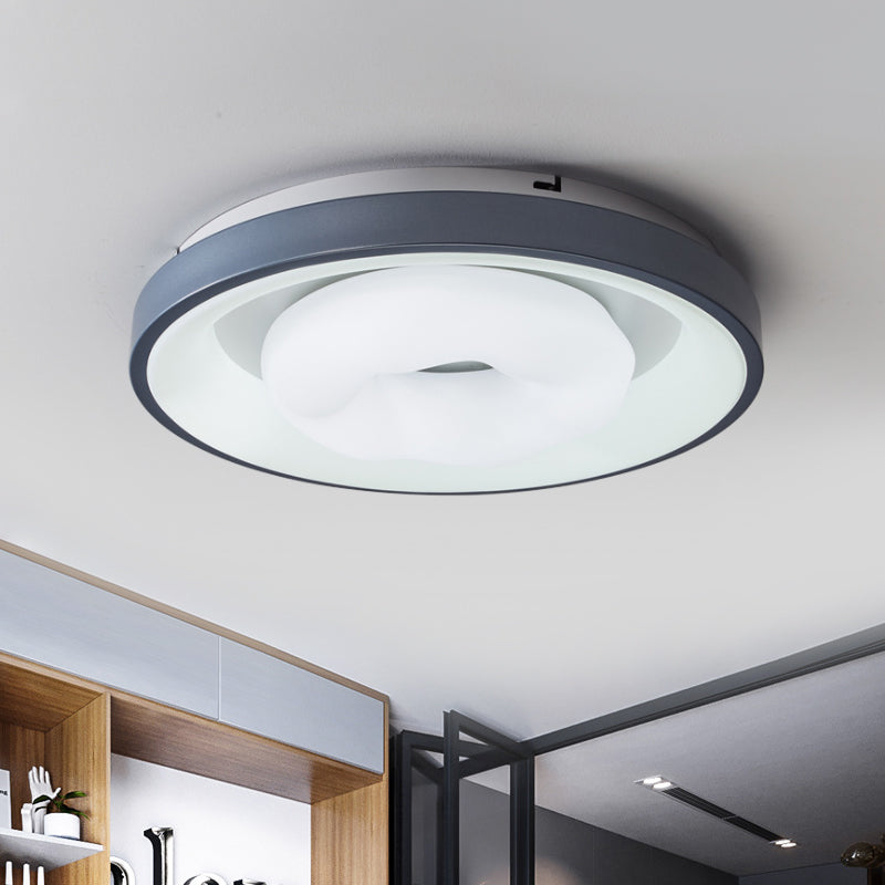 Modern Blue-White Led Ceiling Light With Acrylic Shade: Macaron Flush Mount Lamp