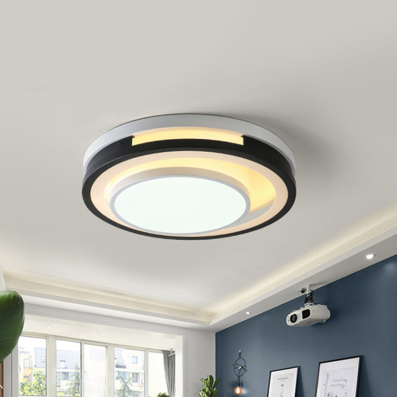 Modern Iron Led Ceiling Lamp With Black - White Cutouts And Warm/White Light / White