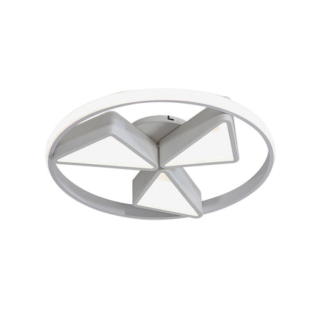 Nordic Grey/White Led Iron Windmill Ceiling Flushmount Lamp With Warm/White Glow Ring