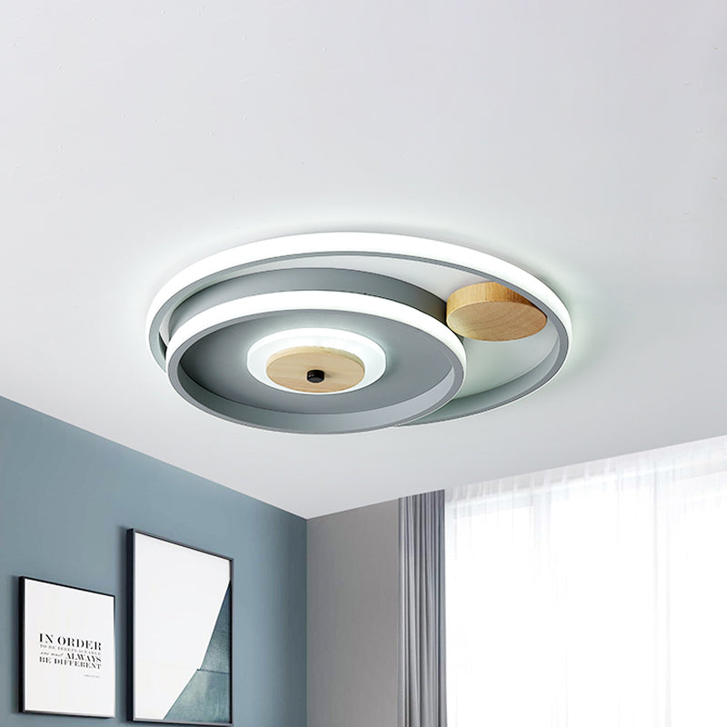 Nordic Acrylic Led Flush Mounted Lamp - Multi - Circle Grey Bedroom Ceiling Fixture 16.5/20.5