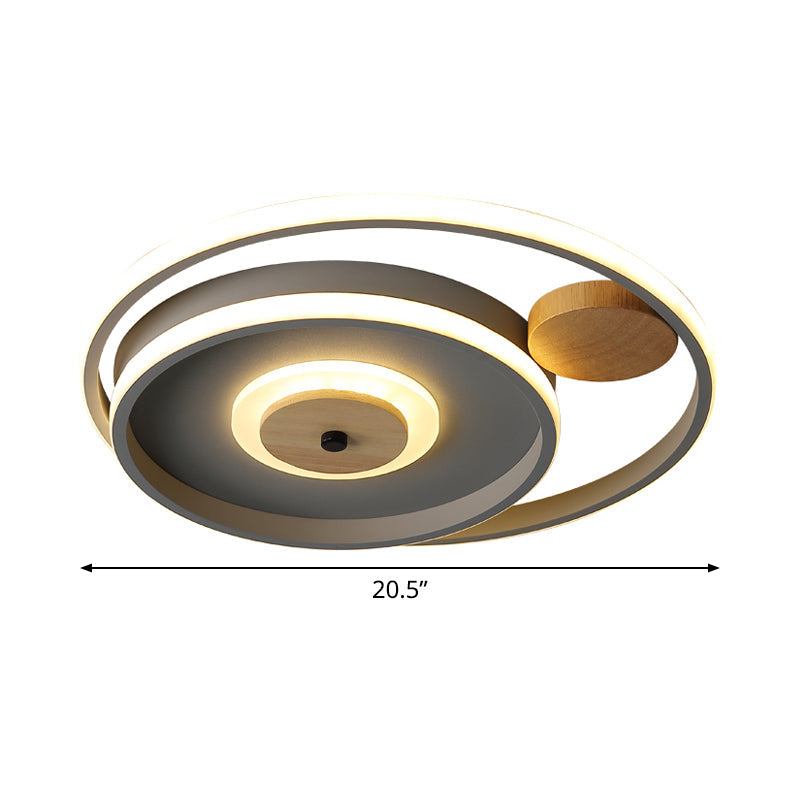 Nordic Acrylic Led Flush Mounted Lamp - Multi - Circle Grey Bedroom Ceiling Fixture 16.5/20.5