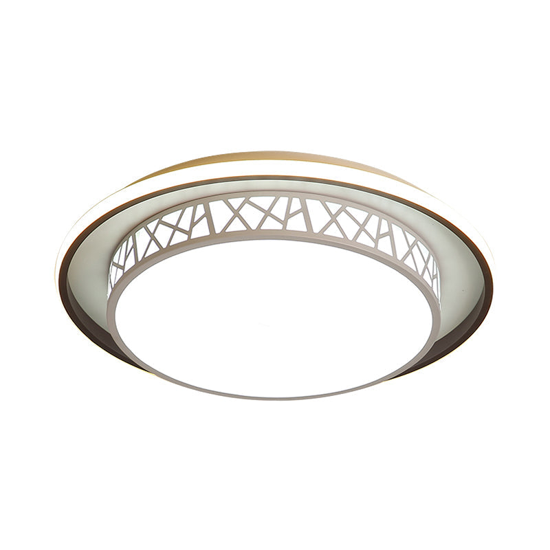 Modern Acrylic Bedroom Led Ceiling Lamp - Rounded Flush Mount Light With X - Line Side In
