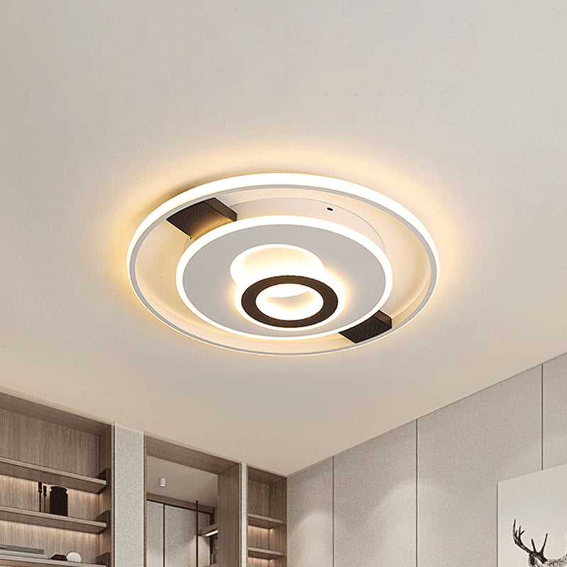 Contemporary Halo Led Ceiling Light In Black-White - Thin Acrylic Flush Mount 16/19.5/23.5 Wide