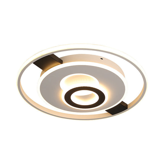 Contemporary Halo Led Ceiling Light In Black-White - Thin Acrylic Flush Mount 16/19.5/23.5 Wide