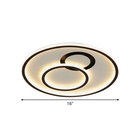 16/19.5 Dia Led Flush Mount Light Fixture - Extra Thin & Minimalist Black