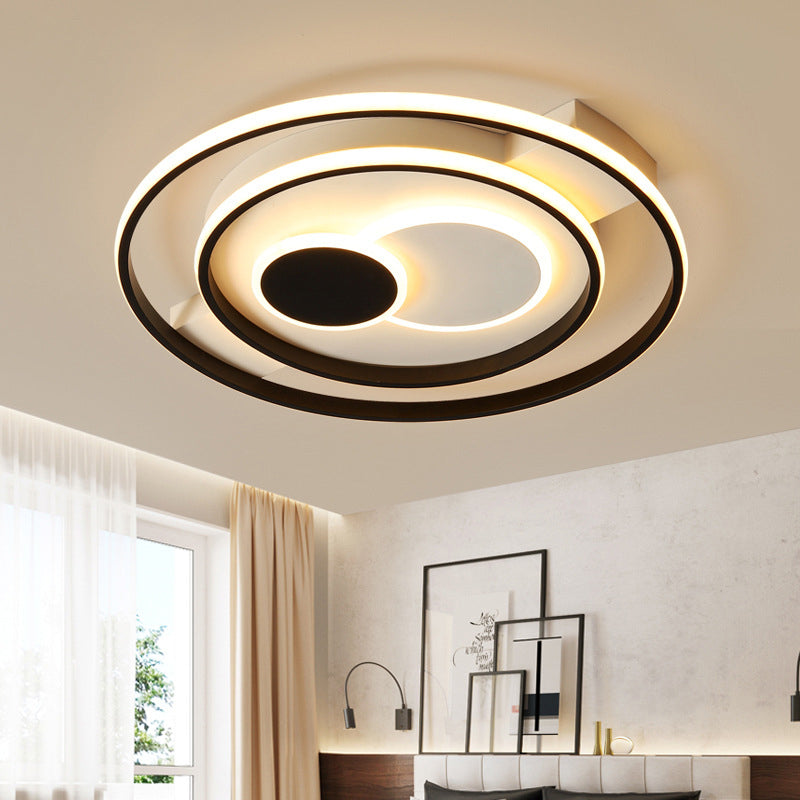Modern Led Flush Mount Lamp With Black Acrylic Shade Warm/White Light 16.5/20.5 Dia / 16.5 Warm