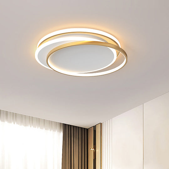 Gold Loop Ceiling Flush Light - Simplicity Acrylic Led Mount Lighting In Warm/White 18/22 Wide / 18