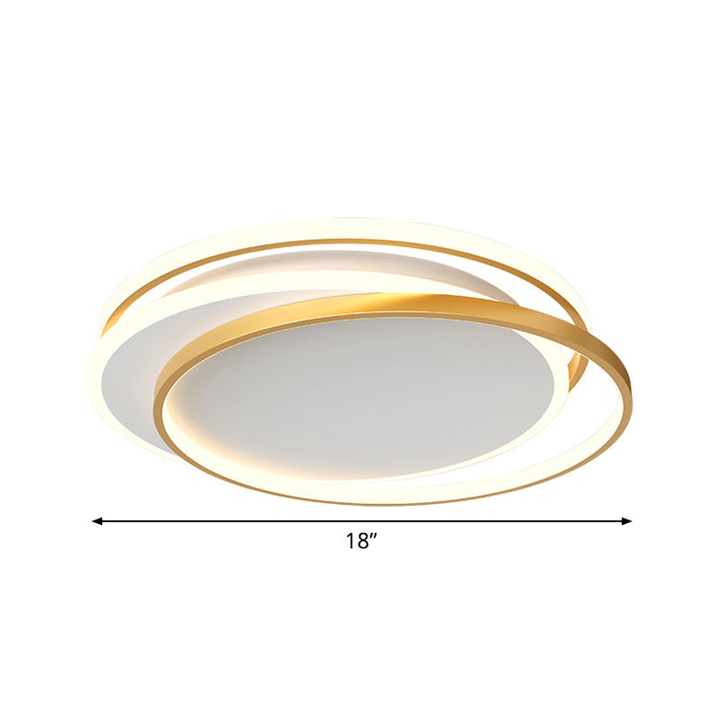 Gold Loop Ceiling Flush Light - Simplicity Acrylic Led Mount Lighting In Warm/White 18’/22’ Wide