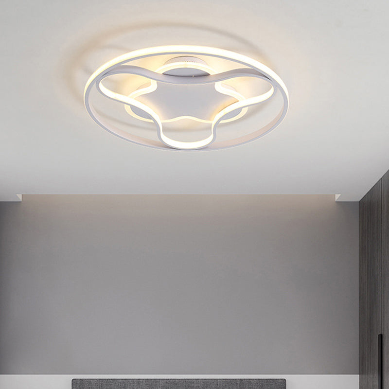 Fidget Spinner Flush Mount Led Ceiling Light Minimalist Iron In White 18/21.5 Wide Warm/White