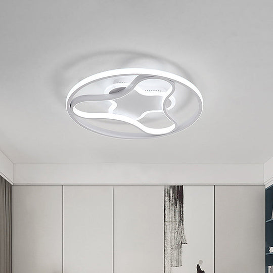 Fidget Spinner Flush Mount Led Ceiling Light Minimalist Iron In White 18/21.5 Wide Warm/White