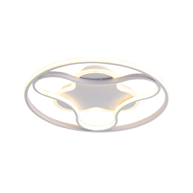 Fidget Spinner Flush Mount Led Ceiling Light Minimalist Iron In White 18/21.5 Wide Warm/White