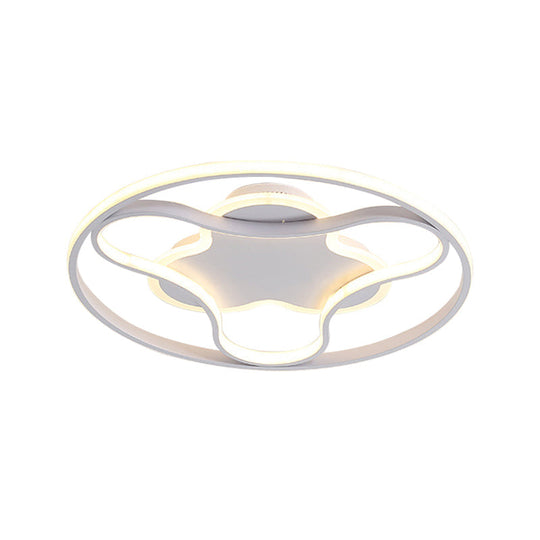 Fidget Spinner Flush Mount Led Ceiling Light Minimalist Iron In White 18/21.5 Wide Warm/White