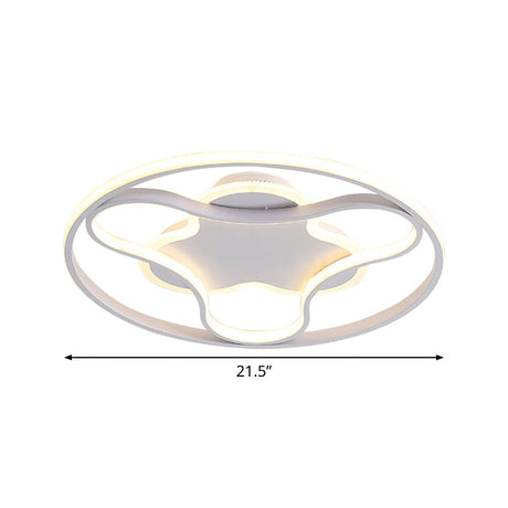 Fidget Spinner Flush Mount Led Ceiling Light Minimalist Iron In White 18’/21.5’ Wide Warm/White
