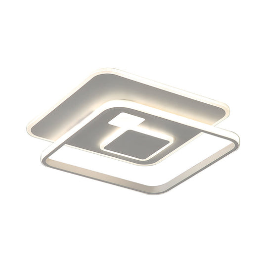 Minimalist White Rectangle Led Acrylic Ceiling Light - Warm/White Flush Mount Fixture