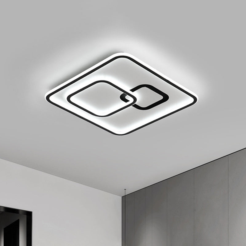 Sleek Black Led Flush Mounted Ceiling Light For Bedroom 16/19.5 Wide / 16