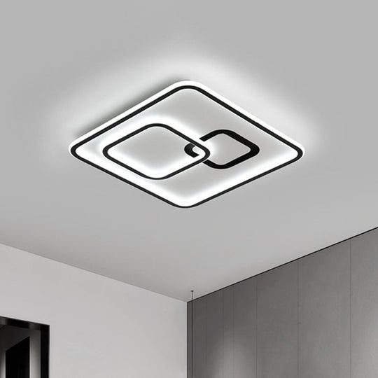 Sleek Black Led Flush Mounted Ceiling Light For Bedroom 16/19.5 Wide / 16