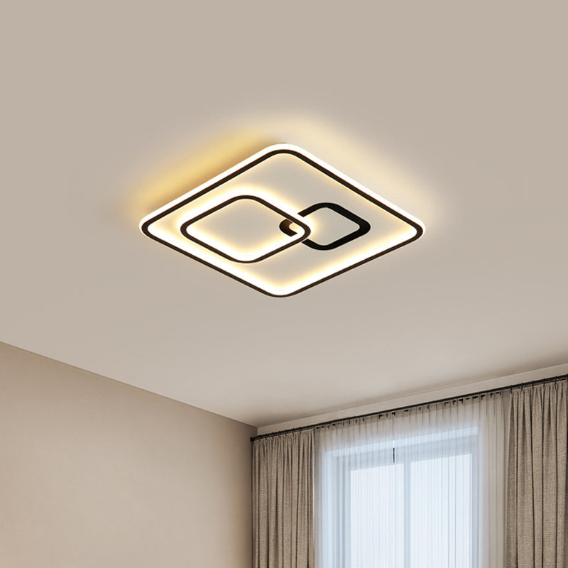 Sleek Black Led Flush Mounted Ceiling Light For Bedroom 16/19.5 Wide