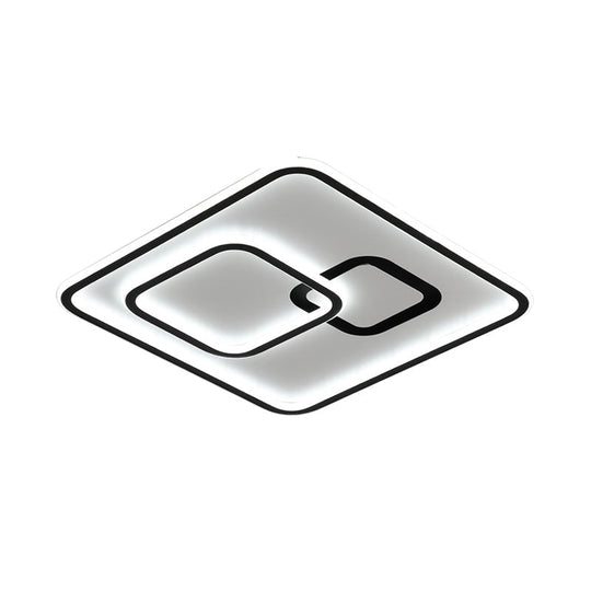 Sleek Black Led Flush Mounted Ceiling Light For Bedroom 16’/19.5’ Wide