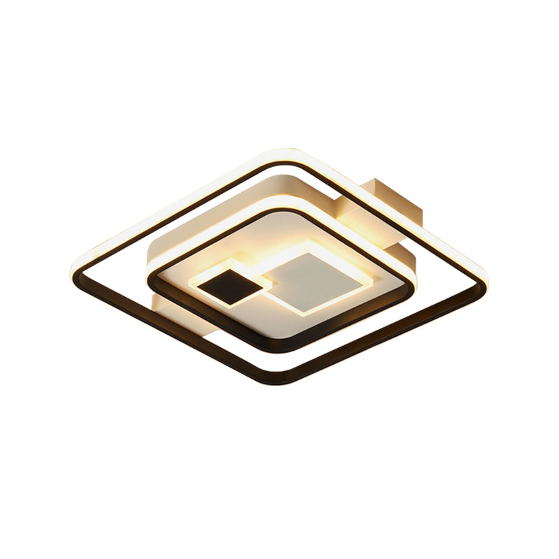 Checkered Acrylic Led Flush Mount Ceiling Light: Warm/White Black - White Modern Style